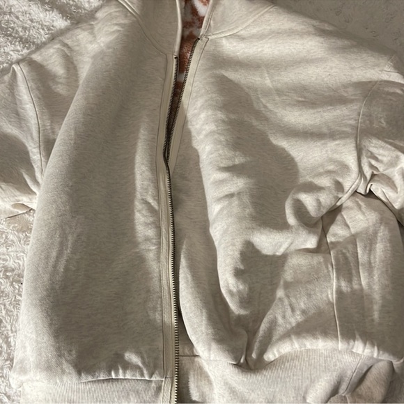 FREE PEOPLE WE THE FREE Canyon Moon Cardi Coat Teddy Oversize Ivory zip up Sz M - Picture 8 of 12